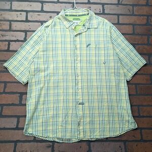 Ecko Untld Men's XXL‎ Y2K Vintage Green Yellow Check Plaid Button Up Shirt
